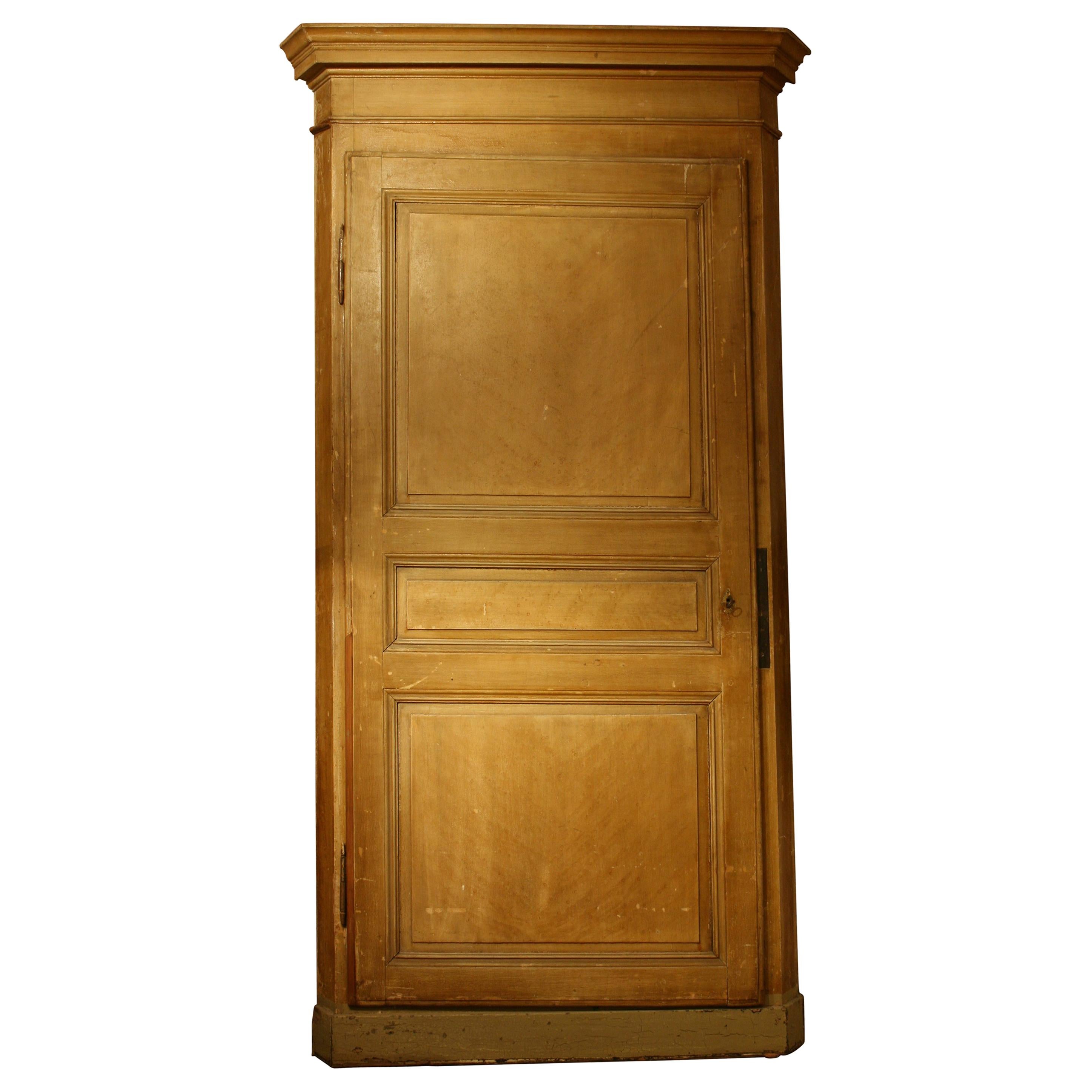 Large 19th Century French Corner Cupboard in Original Paint