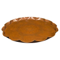 Large Antique Cornish Serving Tray, English, Copper, Art Nouveau, Circa 1920