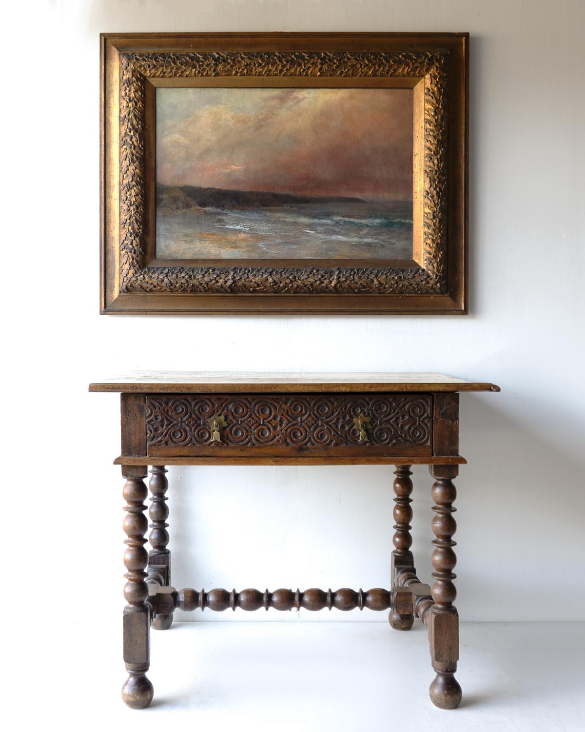 Large Antique Cornish Sunset Seascape by Alfred J. Warne Browne, Oil Painting 1