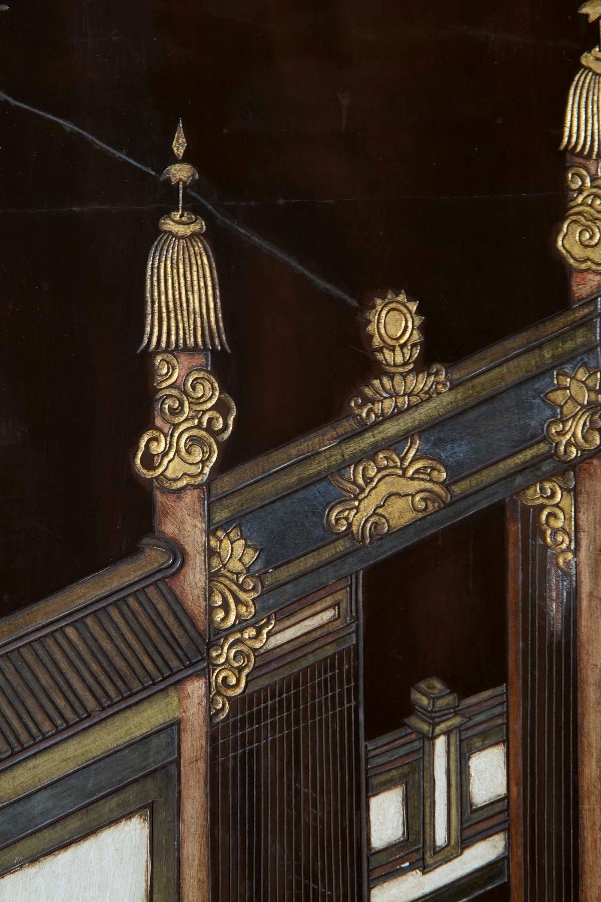 Großer antiker Coromandel- oder Kuancai-Lack-Raumteiler mit sechs Tafeln, chinesischer Export (20. Jahrhundert) im Angebot