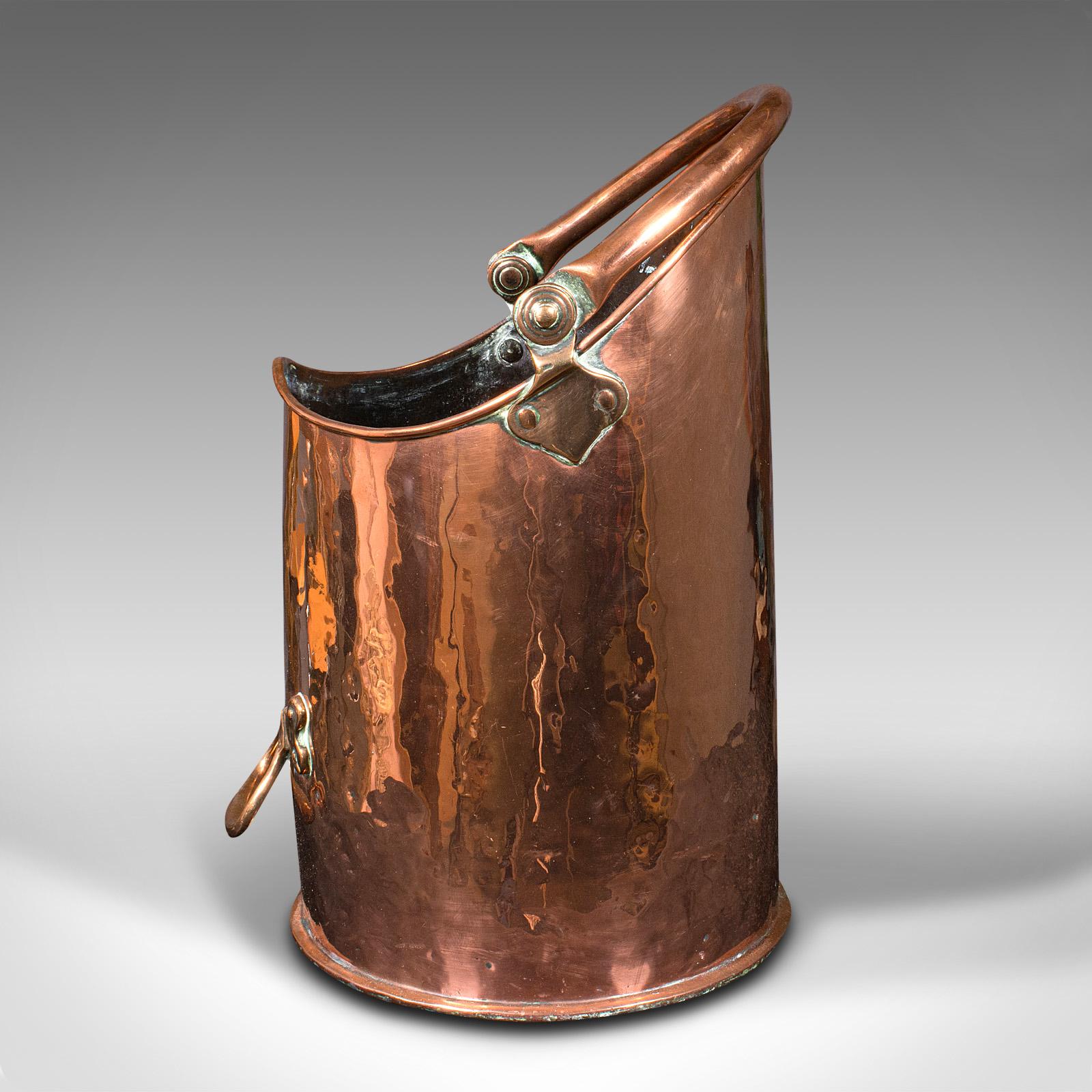 19th Century Large Antique Country House Coal Bin, English Copper, Fireside Keeper, Victorian For Sale