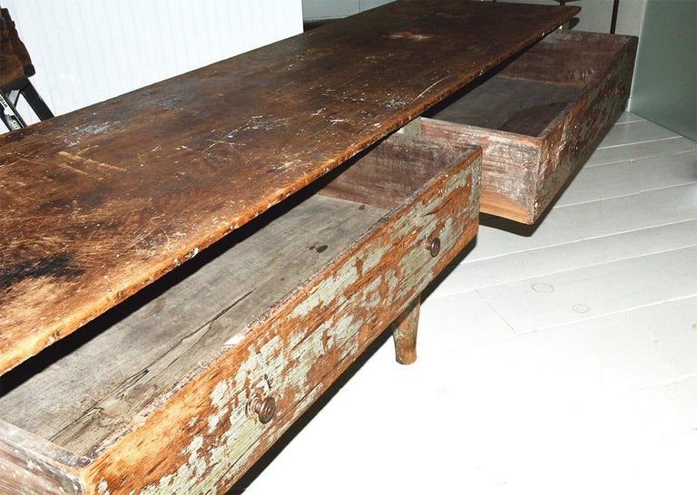 Large Antique Country Kitchen Island Worktable For Sale at ...