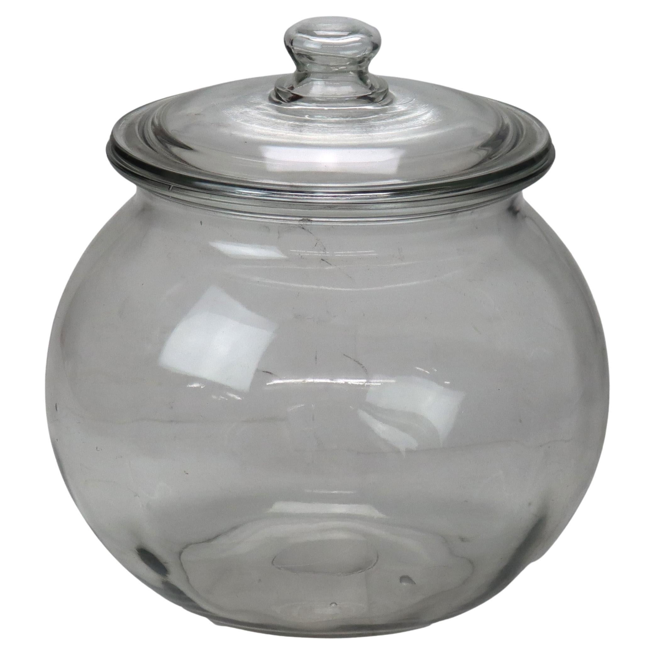 Gran tarro de cristal de tienda de campo antigua C1900