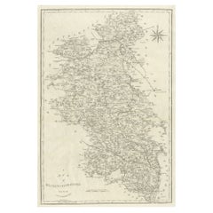 Grande mappa antica della contea di Buckinghamshire, Inghilterra