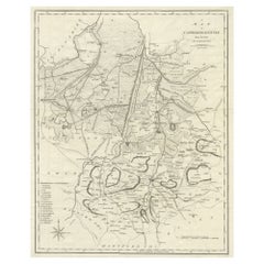 Grande mappa antica della contea di Cambridgeshire, Inghilterra