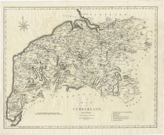 Large Antique County Map of Cumberland, England