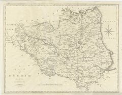 Large Antique County Map of Durham, England