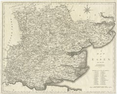 Large Antique County Map of Essex, England