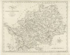Large Antique County Map of Hertfordshire, England