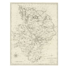 Grande mappa antica della contea di Huntingdonshire, Inghilterra