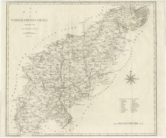 Große antike Grafschaftskarte von Northamptonshire, England