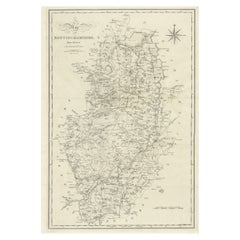 Grande mappa antica della contea di Nottinghamshire, Inghilterra