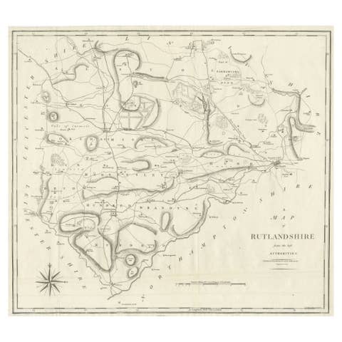 Large Antique County Map of Ruthlandshire, England