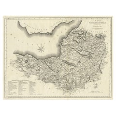 Grande mappa antica della contea del Somersetshire, Inghilterra