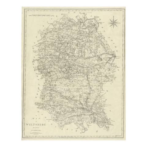 Antique Map of Wiltshire by John Cary, Engraved, England, 1805