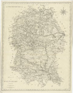 Antique Map of Wiltshire by John Cary, Engraved, England, 1805