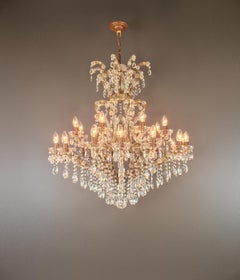 Große antike Kristall-Kronleuchter Paar restauriert italienischen böhmischen Stil Vintage By