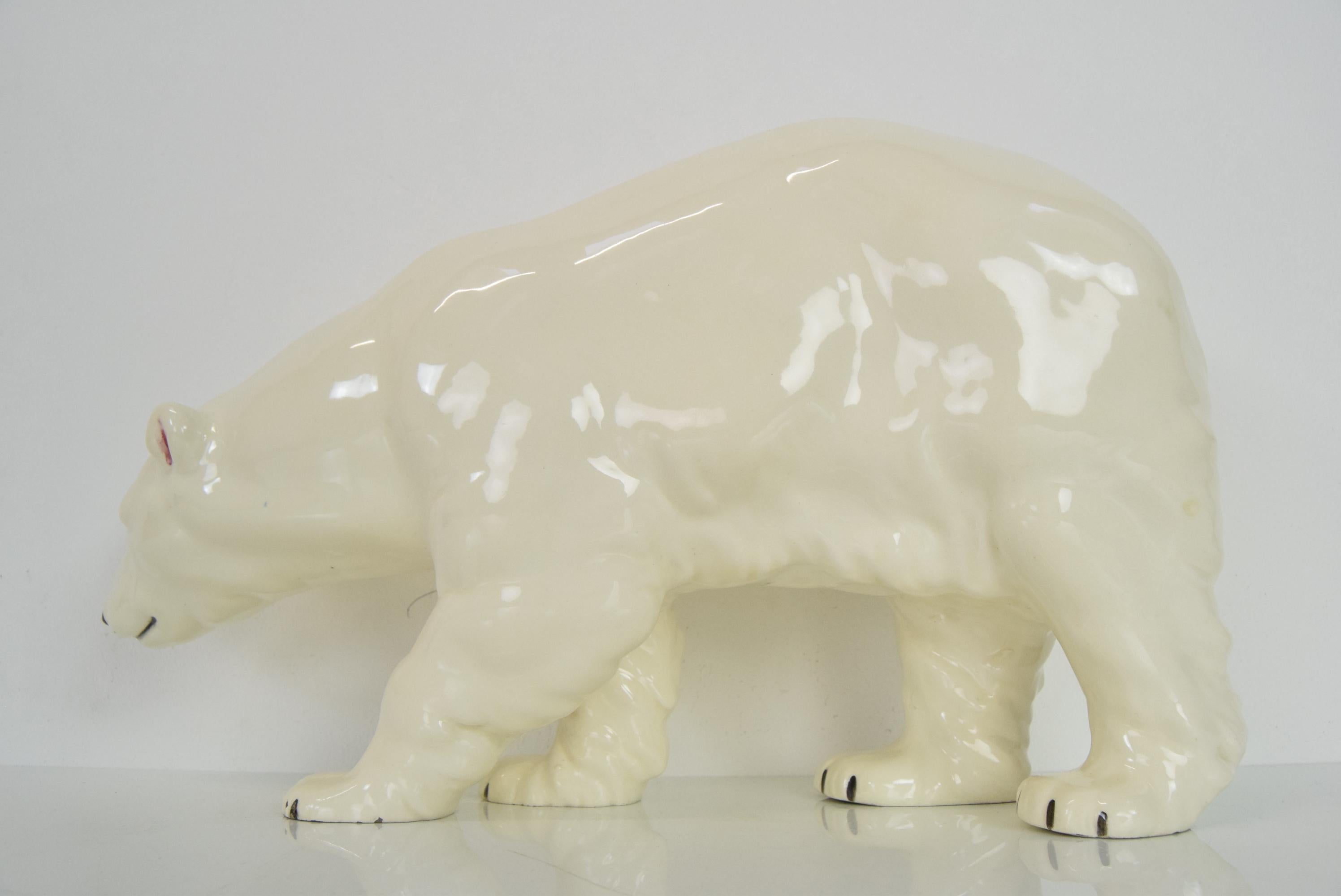 Large Antique Czechoslovakia Porcelain Royal Dux Polar Bear Sculpture, in 1925  For Sale 6