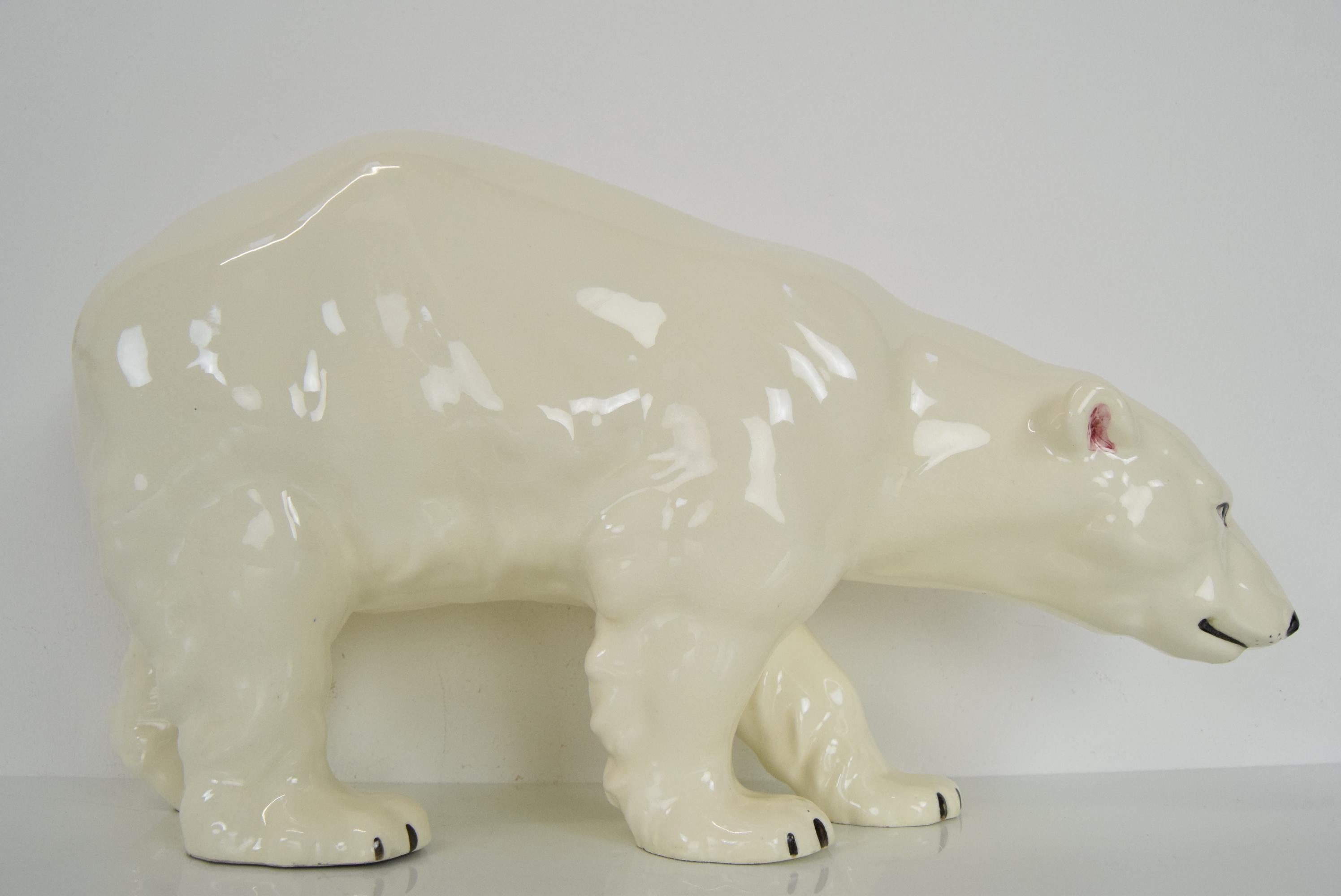 Large Antique Czechoslovakia Porcelain Royal Dux Polar Bear Sculpture, in 1925  For Sale 7