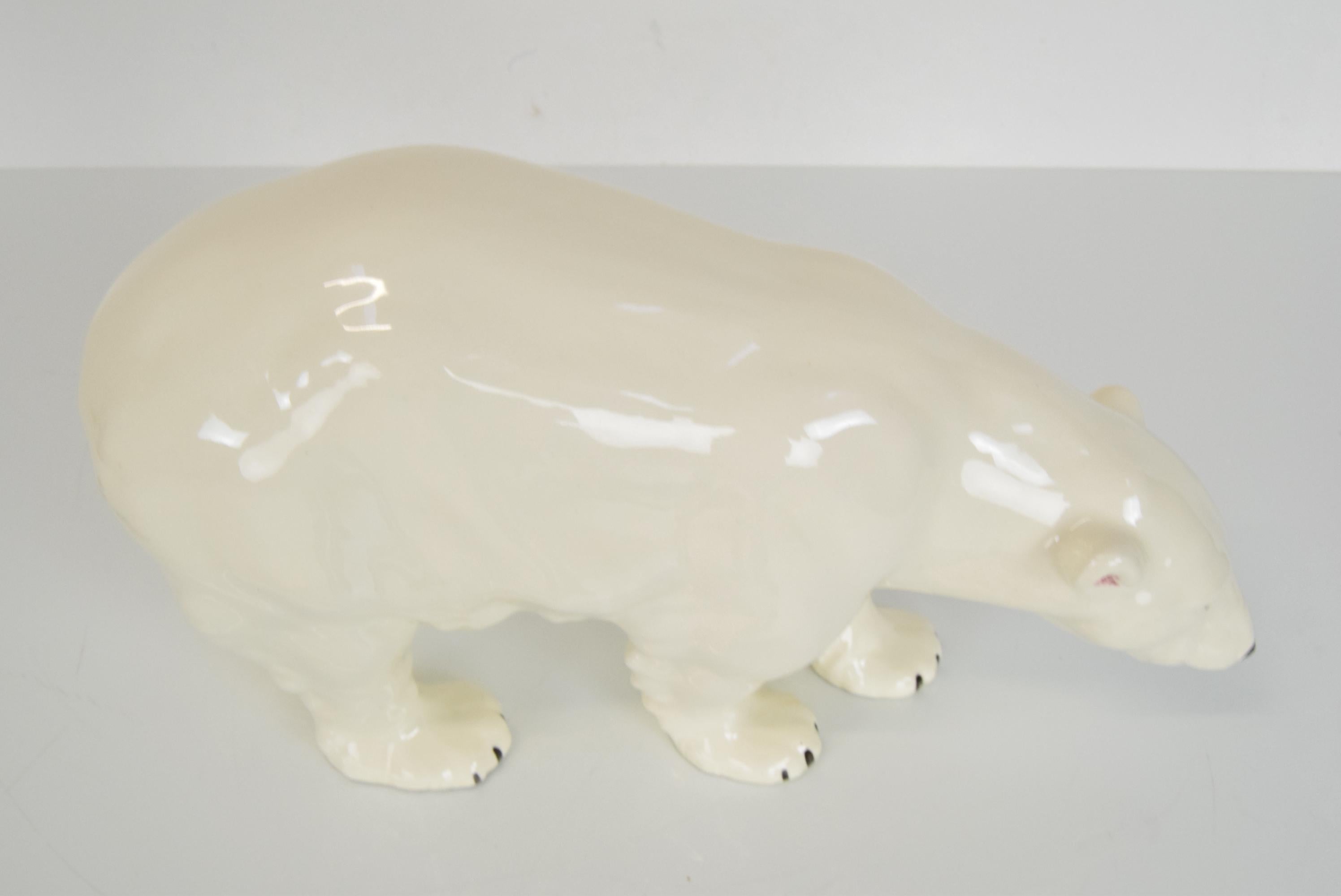 Large Antique Czechoslovakia Porcelain Royal Dux Polar Bear Sculpture, in 1925  For Sale 8