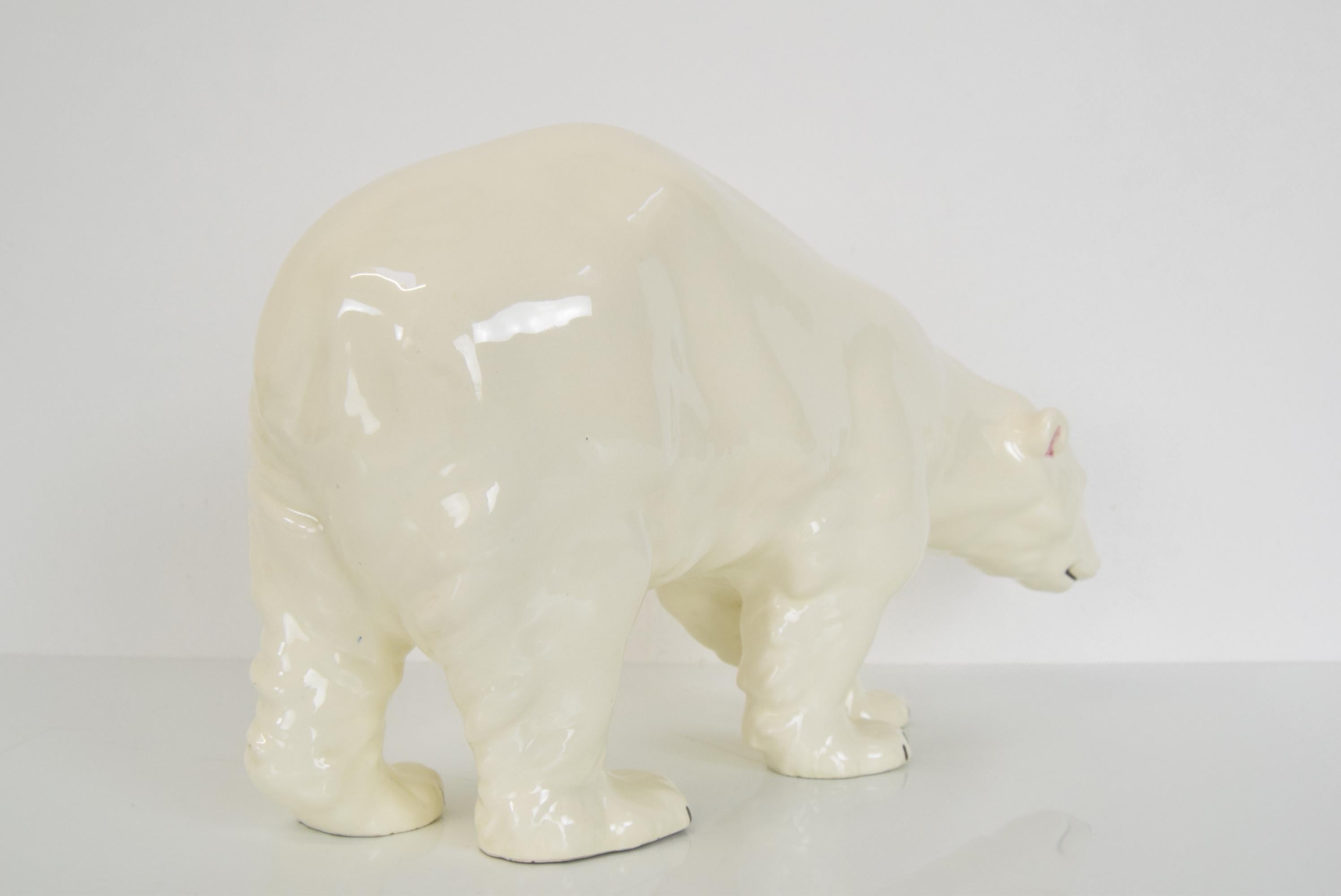 Large Antique Czechoslovakia Porcelain Royal Dux Polar Bear Sculpture, in 1925  For Sale 3