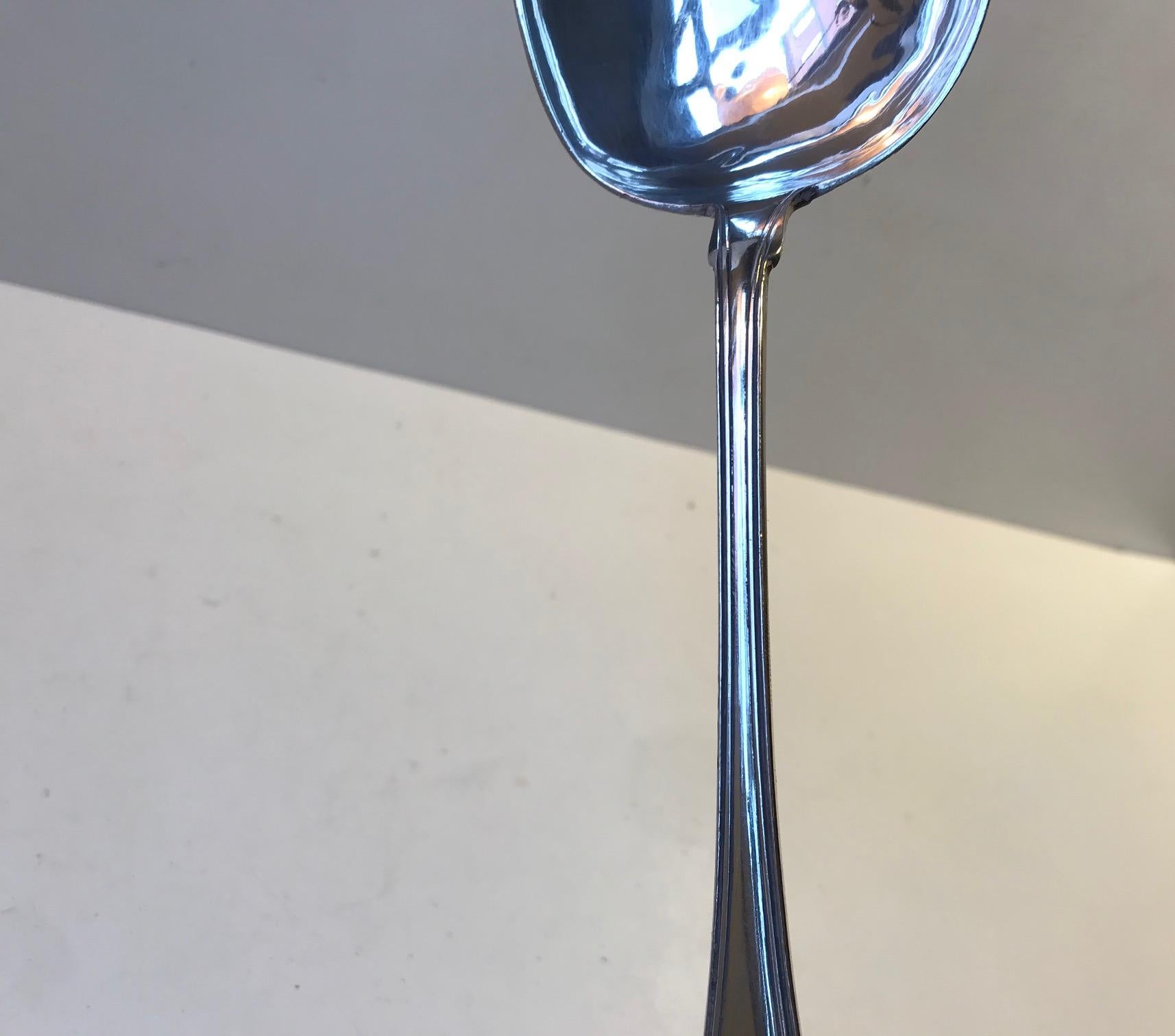 Large Antique Danish Silver Serving Spoon by Funck, 19th Century In Fair Condition For Sale In Esbjerg, DK