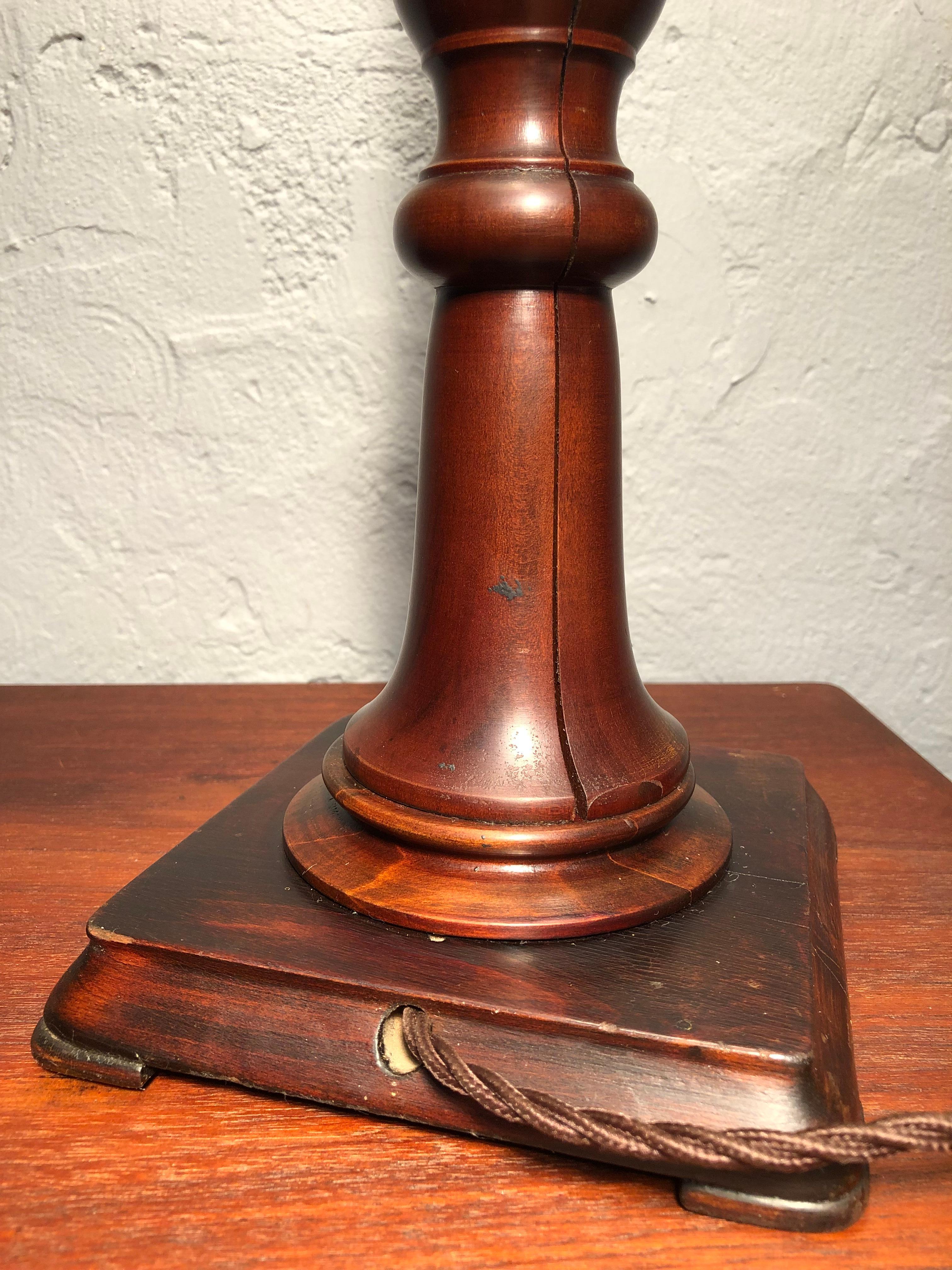 Large Antique Danish Table Lamp in Mahogany For Sale 6