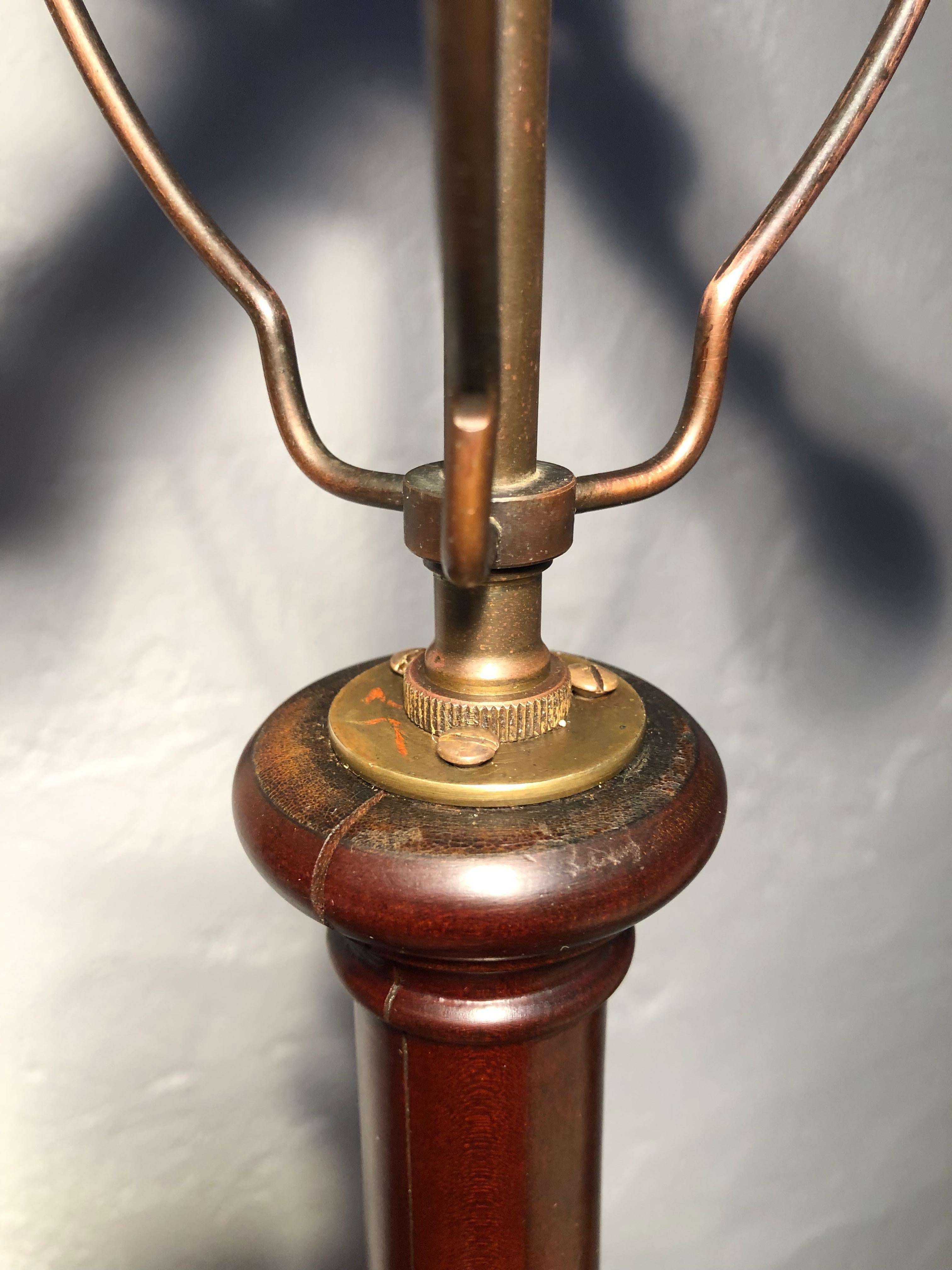 Large Antique Danish Table Lamp in Mahogany For Sale 8