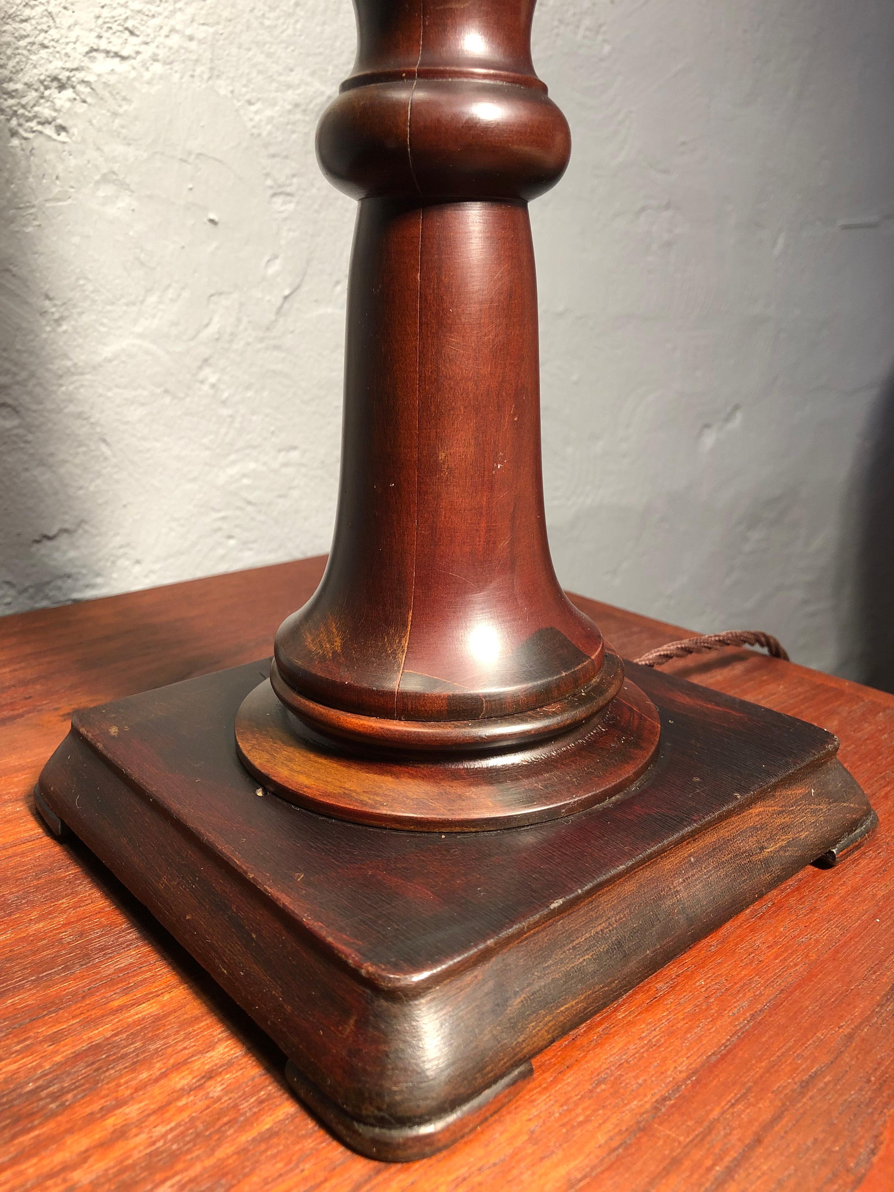 Large Antique Danish Table Lamp in Mahogany For Sale 1