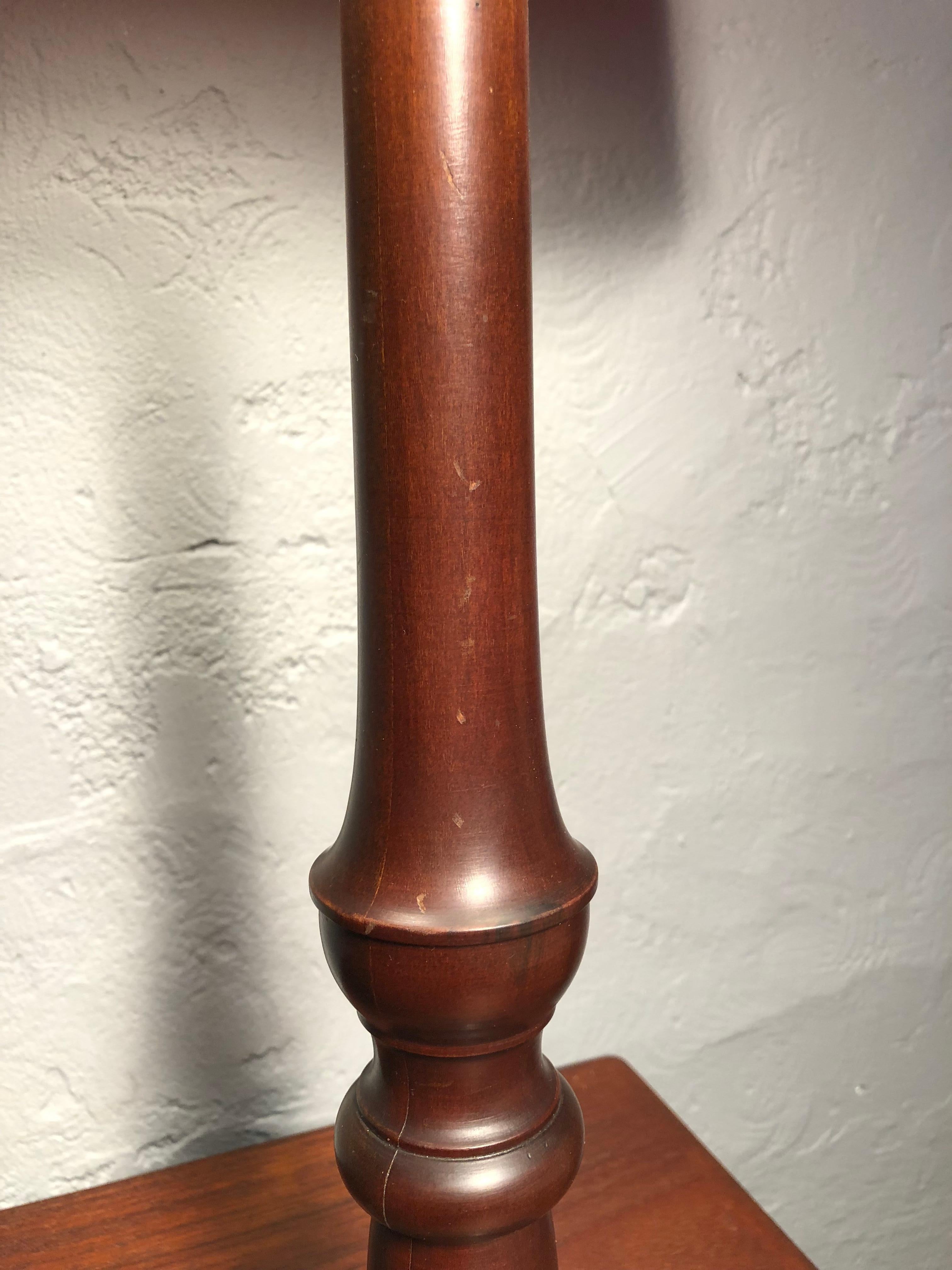 Large Antique Danish Table Lamp in Mahogany For Sale 2