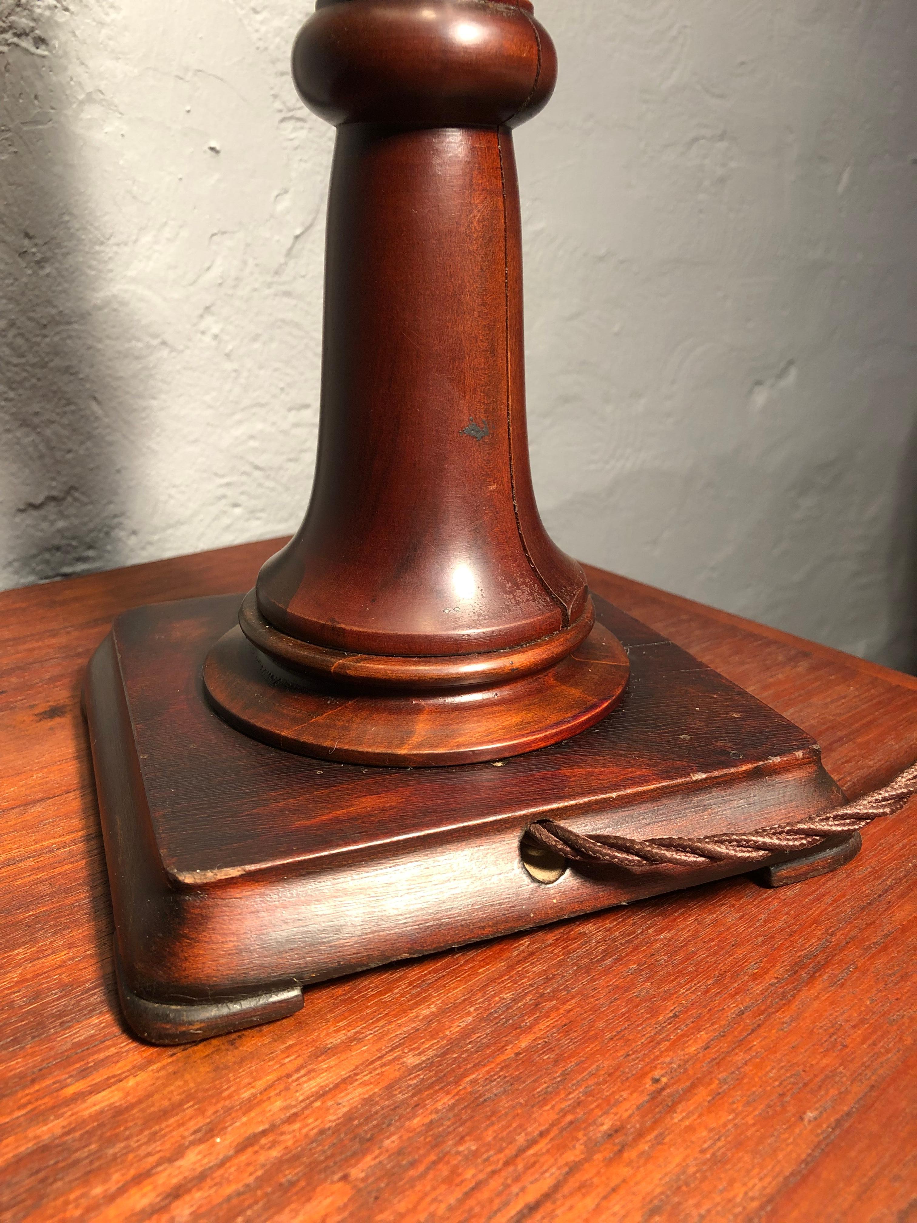 Large Antique Danish Table Lamp in Mahogany For Sale 3