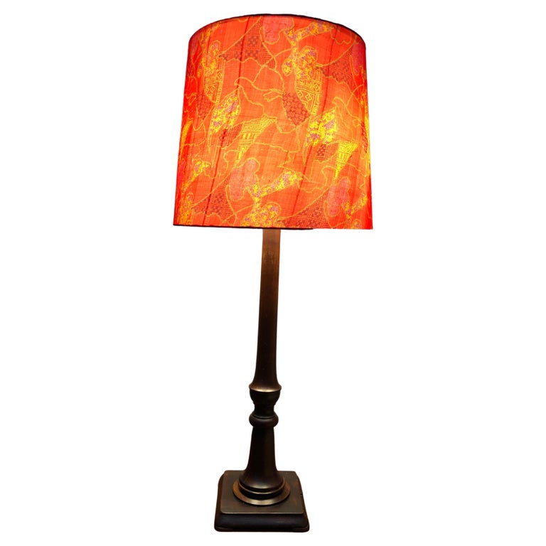 Large Antique Danish Table Lamp in Mahogany For Sale at 1stDibs