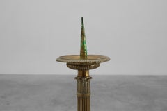 Large Antique decorated copper church candle holder, France ca. 1900