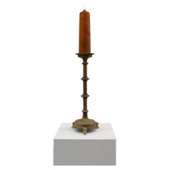 Large Antique decorated copper church candle holder, France ca. 1900