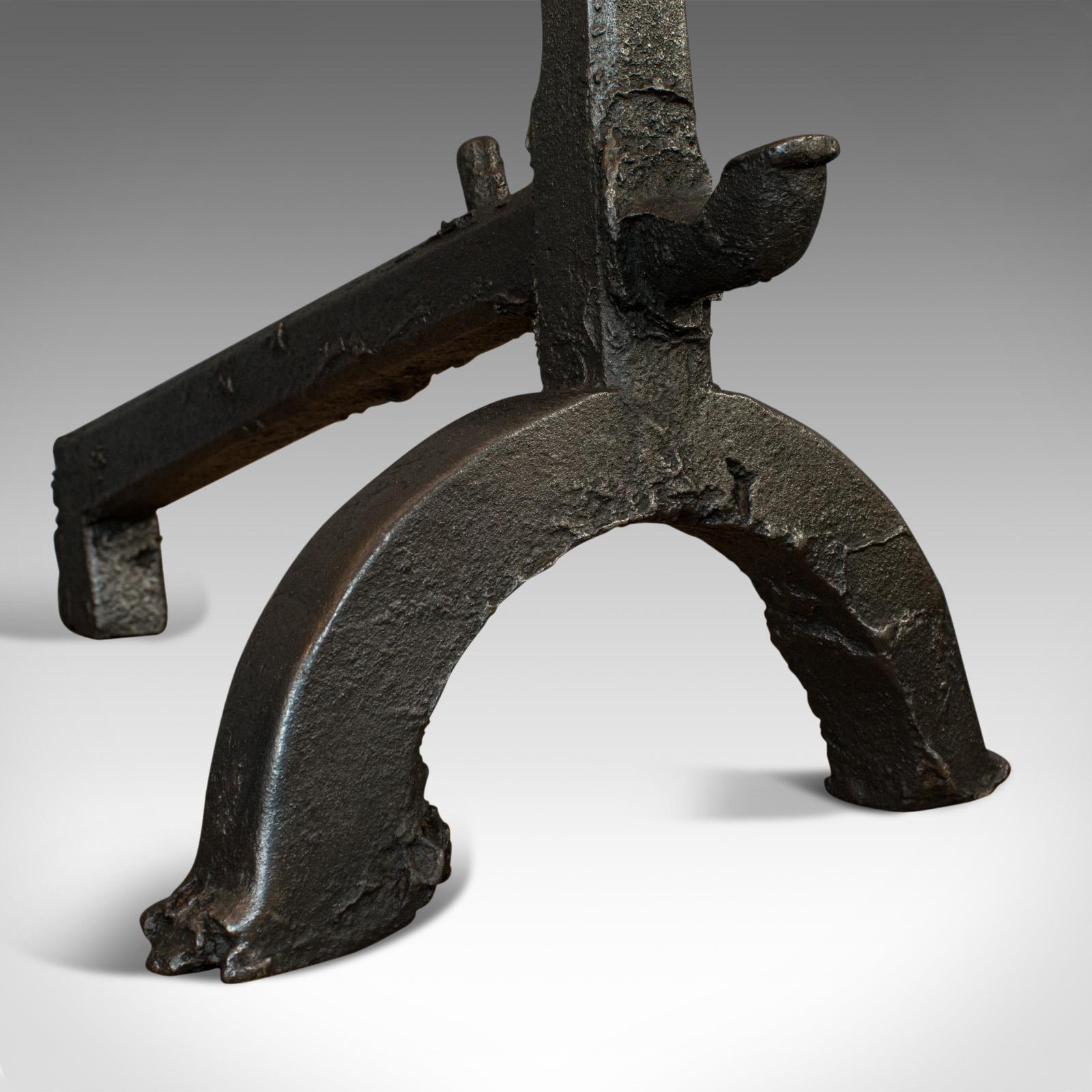 Fer Large, Antique Decorative Andiron, Iron, Fireside, Firedog, Candle, Georgian en vente