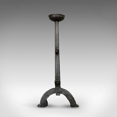 Large, Antique Decorative Andiron, Iron, Fireside, Firedog, Candle, Georgian