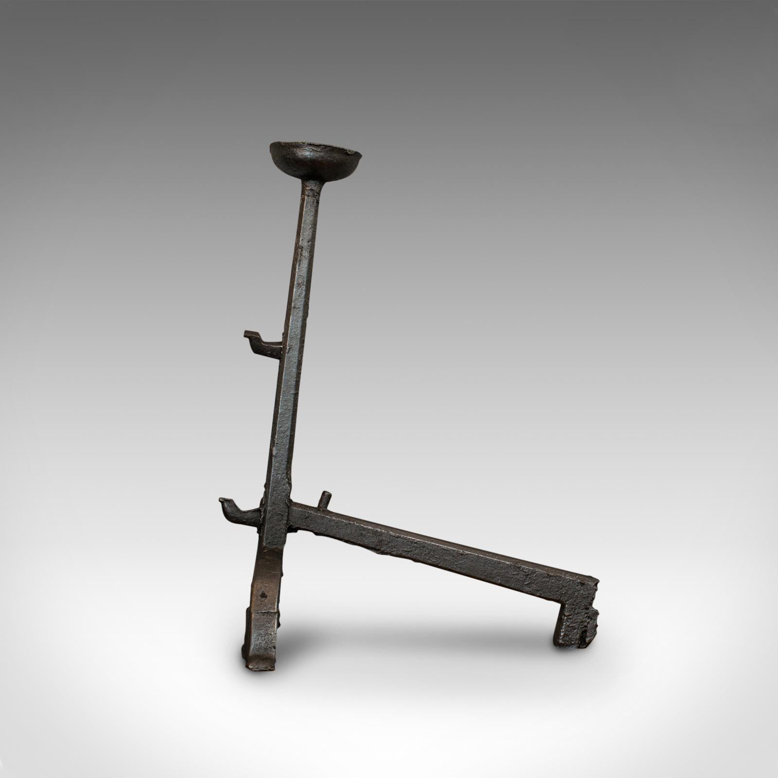 18th Century Large, Antique Decorative Andiron, Iron, Fireside, Firedog, Candle, Georgian For Sale
