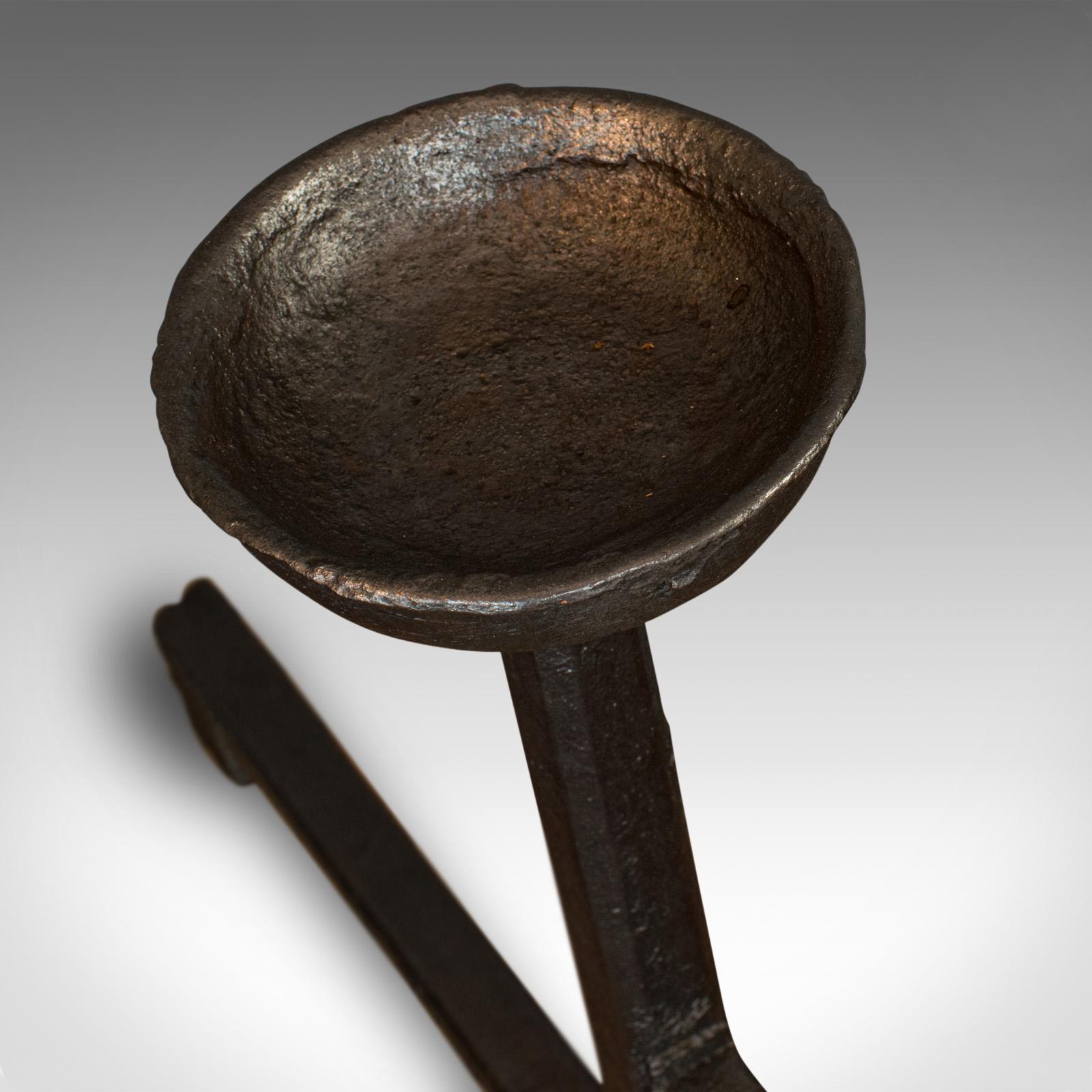 Large, Antique Decorative Andiron, Iron, Fireside, Firedog, Candle, Georgian Bon état - En vente à Hele, Devon, GB