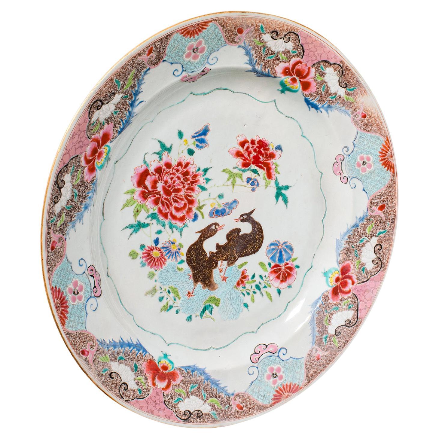 Large Antique Decorative Charger, Japanese, Ceramic, Serving Plate, Circa 1920 For Sale