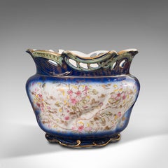 Large Antique Decorative Jardiniere, English, Ceramic, Planter, Bowl, Victorian