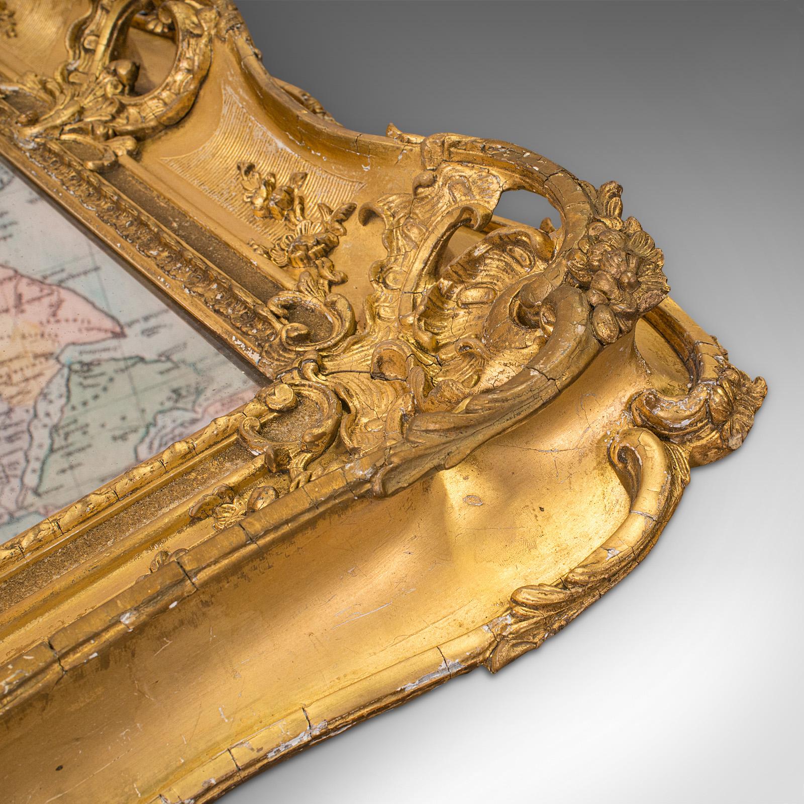 Large Antique Decorative Mirror, Gilt Gesso, Hall, Overmantle, Victorian, C.1850 4