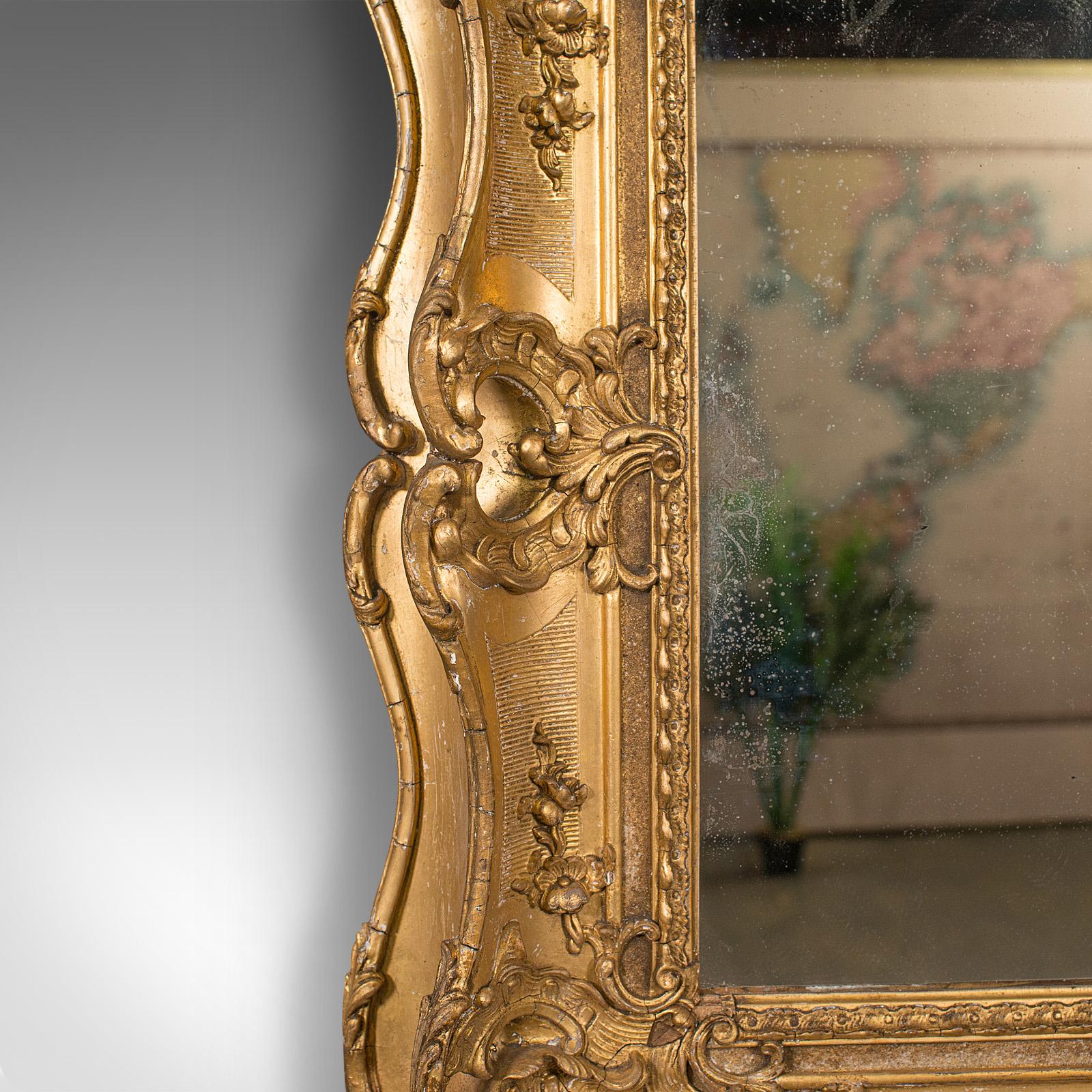 Large Antique Decorative Mirror, Gilt Gesso, Hall, Overmantle, Victorian, C.1850 In Good Condition In Hele, Devon, GB