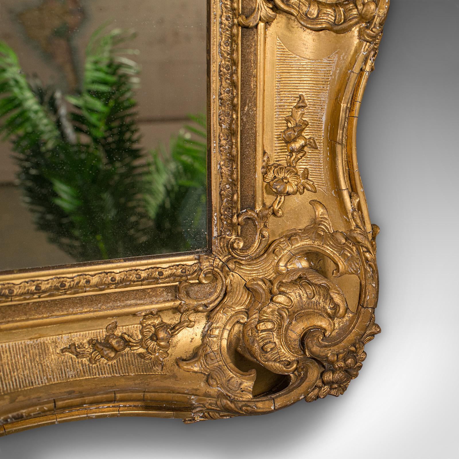 Large Antique Decorative Mirror, Gilt Gesso, Hall, Overmantle, Victorian, C.1850 2