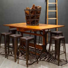 Gran mesa de dibujo antigua Dietzgen de madera y hierro fundido, circa 1930