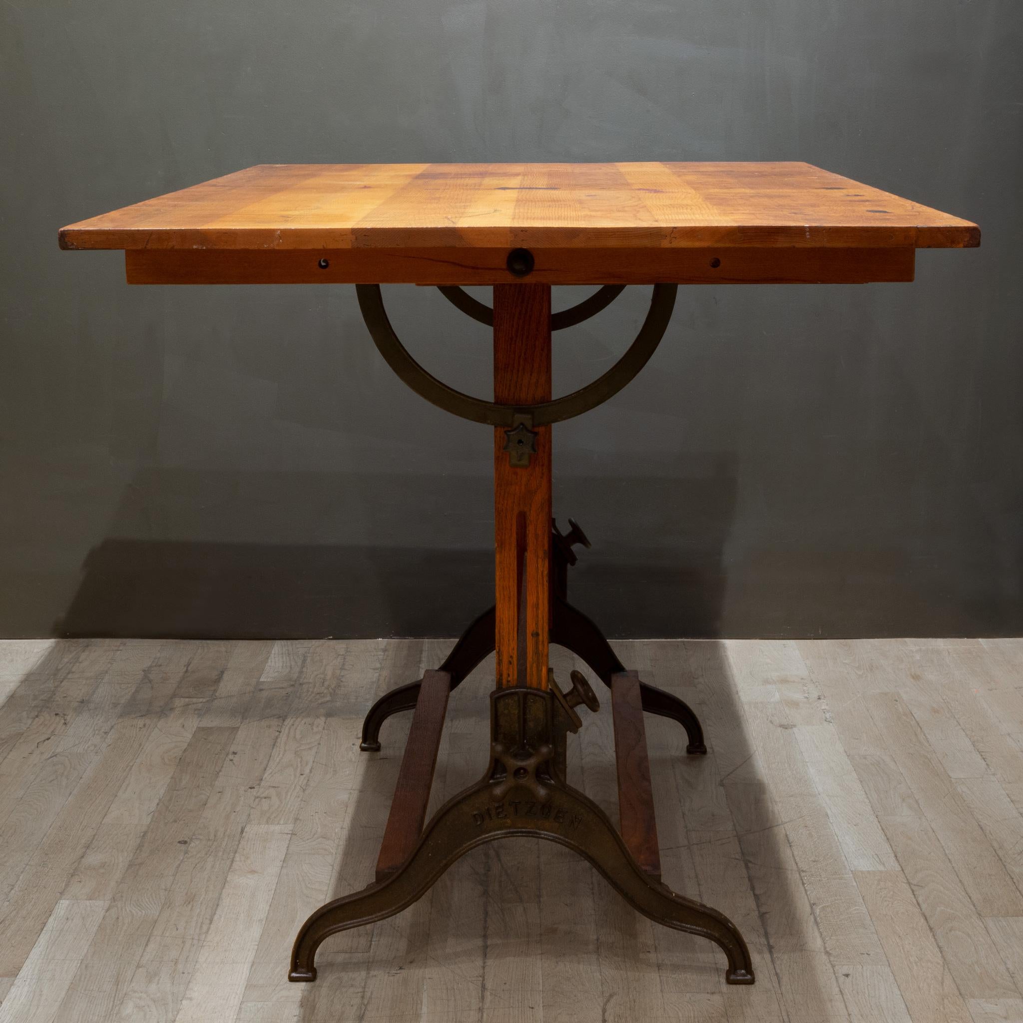 Large Antique Dietzgen Wood and Cast Iron Drafting Table, circa 1930 In Good Condition In San Francisco, CA