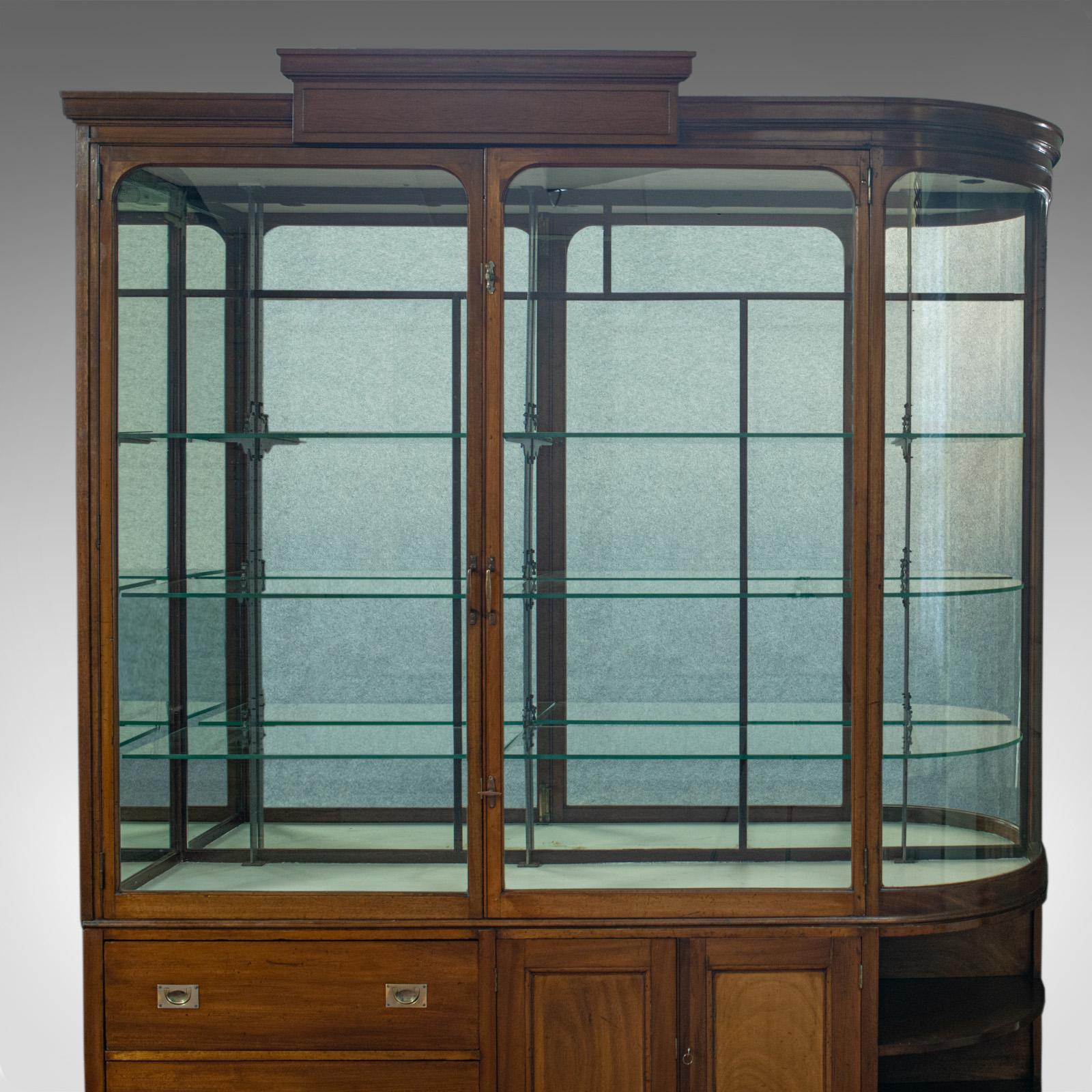 Large Antique Display Cabinet, Mahogany, Glass, Retail Showcase, Victorian 3