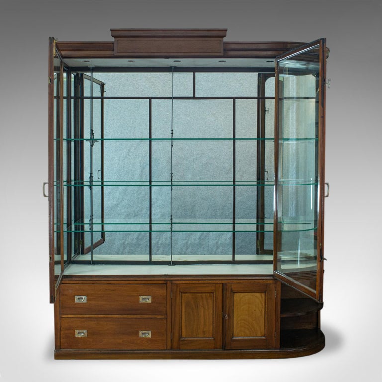 Large Antique Display Mahogany, Glass, Retail Showcase