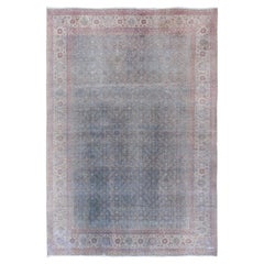Tappeto persiano Tabriz grande e antico con segni di deterioramento  9'9 x 13'5
