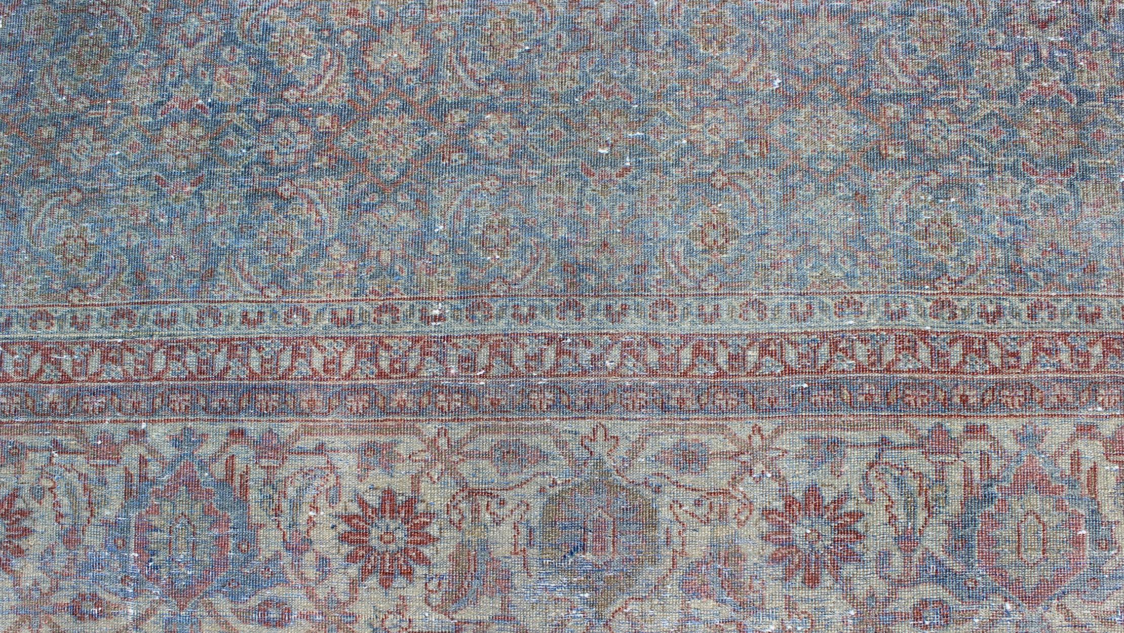 Large Antique Distressed Tabriz Persian Rug For Sale 3
