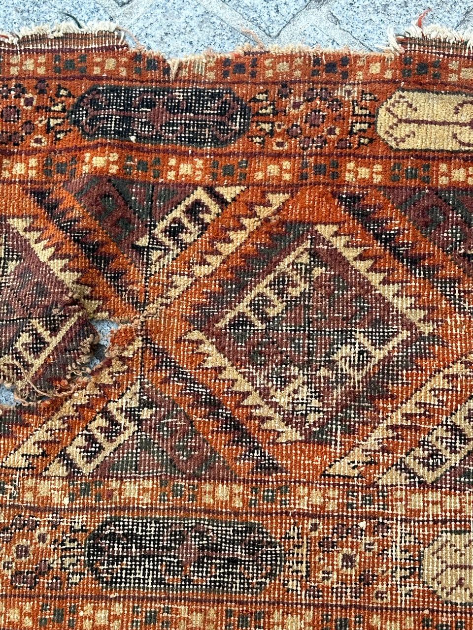 Large Antique distressed Turkish Sparta rug Bokhara design For Sale 7